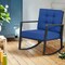 Costway Patio Rattan Rocker Chair Outdoor Glider Rocking Chair Cushion Lawn Navy\Black\Grey